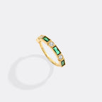 Personalized Round and Baguette Birthstone Ring