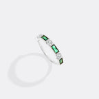 Personalized Round and Baguette Birthstone Ring