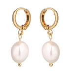 Freshwater Pearl Drop Huggie Earrings