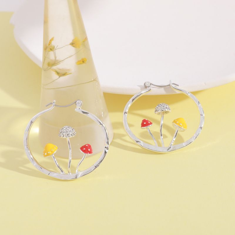 Boho Mushroom Hoop Earrings