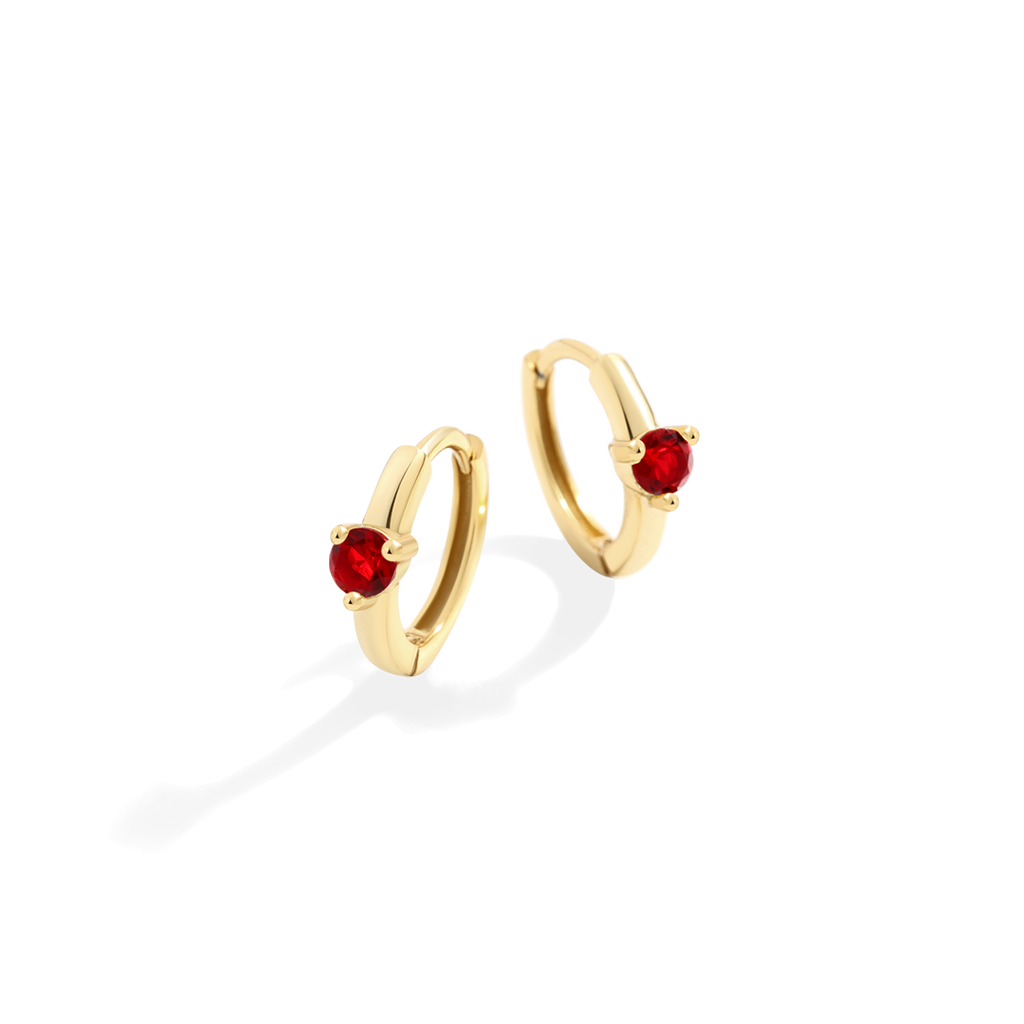 Solitaire Birthstone Huggie Hoop Earrings