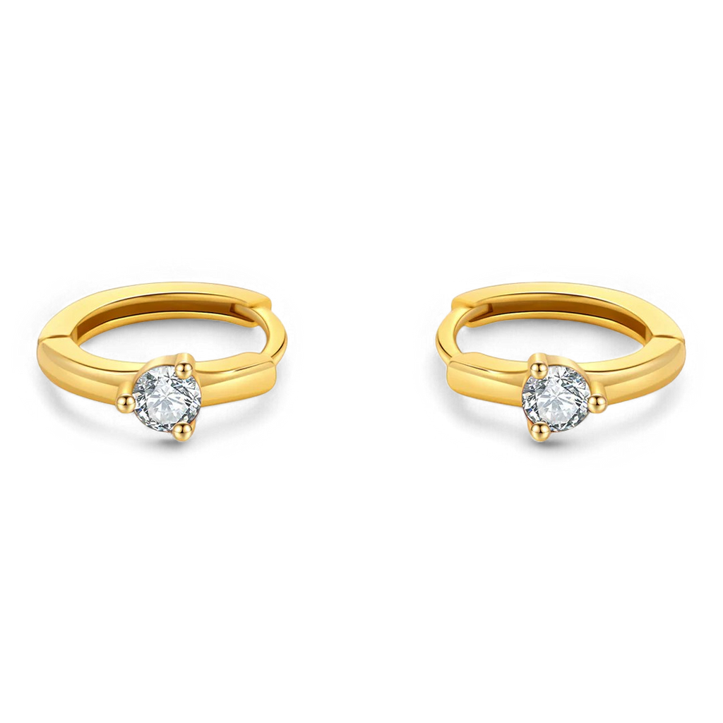 Solitaire Birthstone Huggie Hoop Earrings