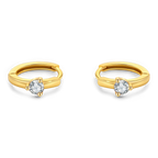 Solitaire Birthstone Huggie Hoop Earrings