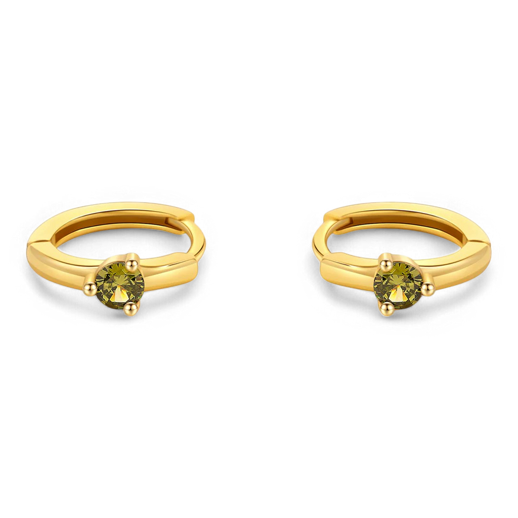 Solitaire Birthstone Huggie Hoop Earrings