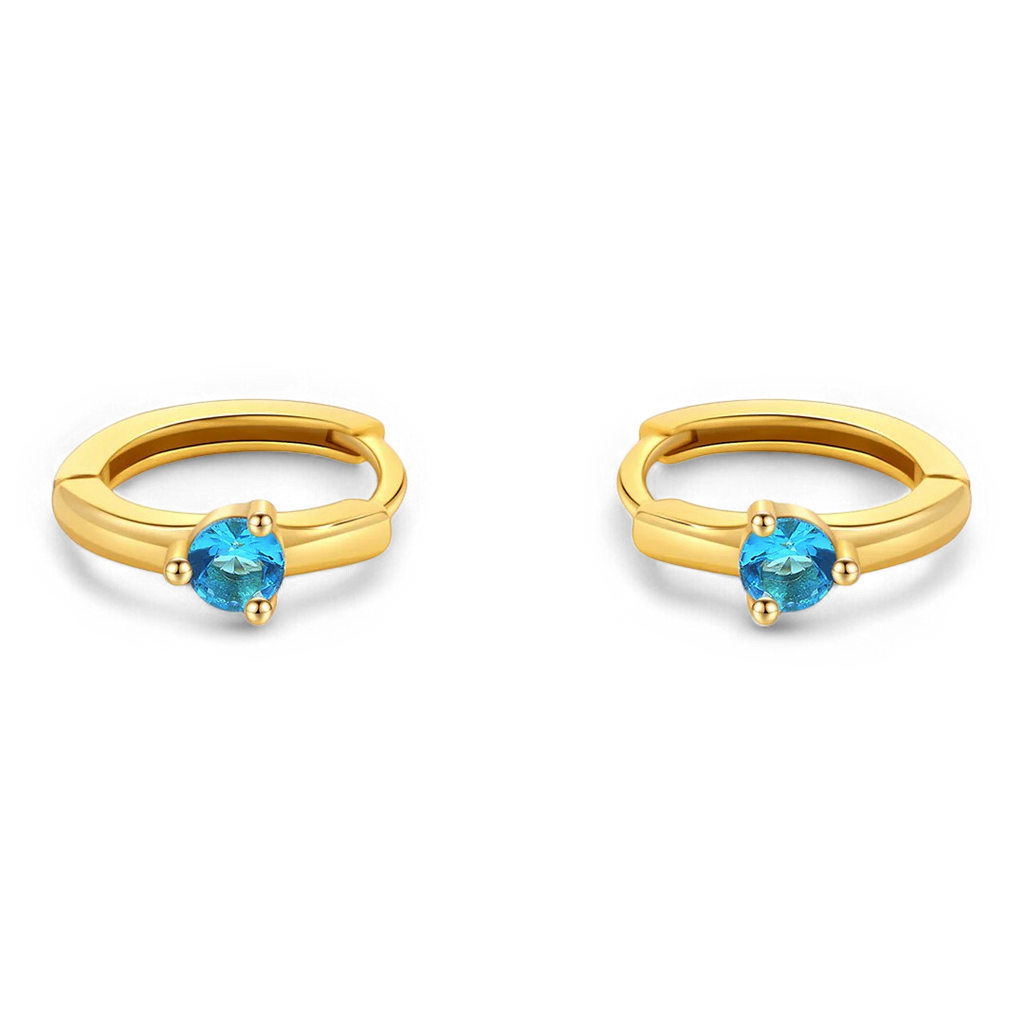 Solitaire Birthstone Huggie Hoop Earrings