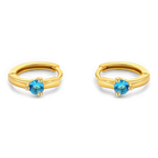 Solitaire Birthstone Huggie Hoop Earrings
