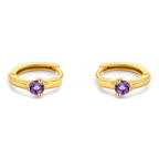 Solitaire Birthstone Huggie Hoop Earrings