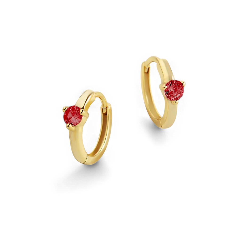 Solitaire Birthstone Huggie Hoop Earrings