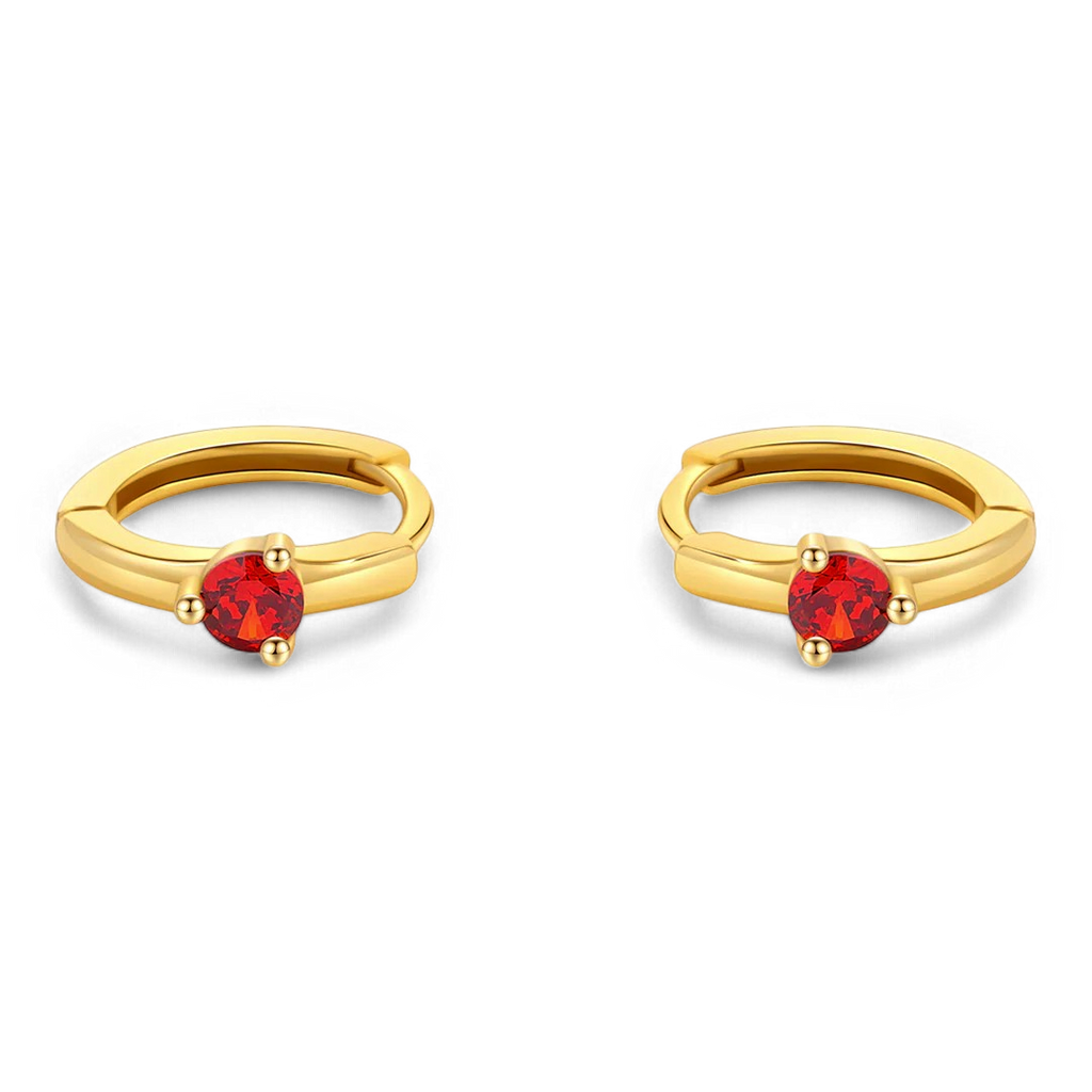 Solitaire Birthstone Huggie Hoop Earrings