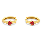 Solitaire Birthstone Huggie Hoop Earrings