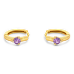 Solitaire Birthstone Huggie Hoop Earrings