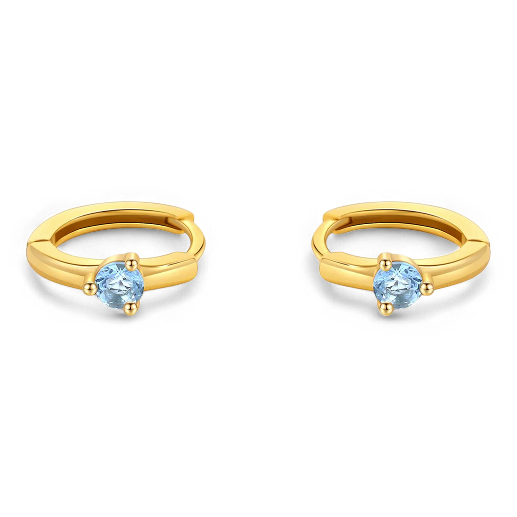 Solitaire Birthstone Huggie Hoop Earrings