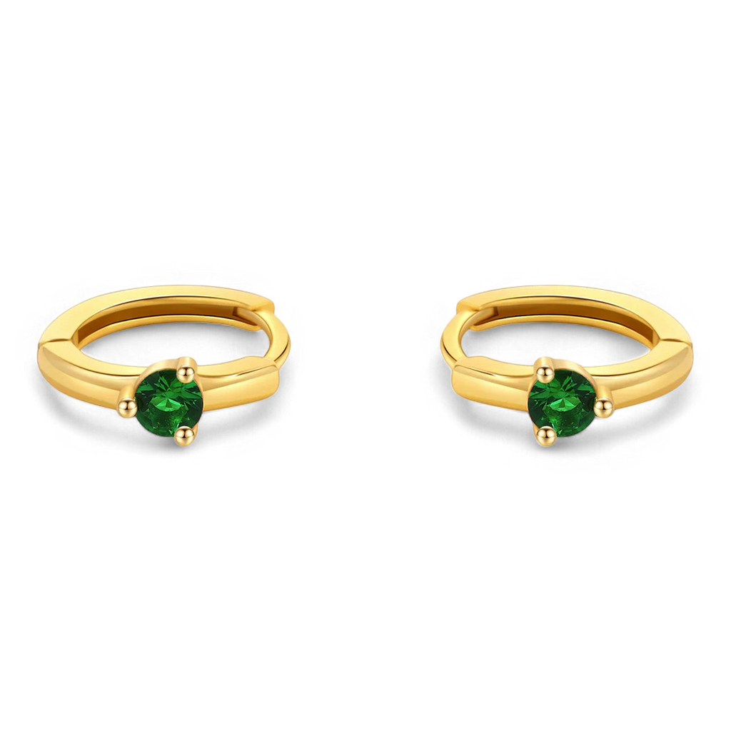 Solitaire Birthstone Huggie Hoop Earrings