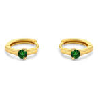 Solitaire Birthstone Huggie Hoop Earrings