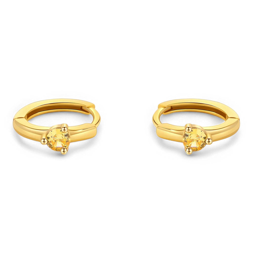 Solitaire Birthstone Huggie Hoop Earrings