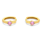Solitaire Birthstone Huggie Hoop Earrings