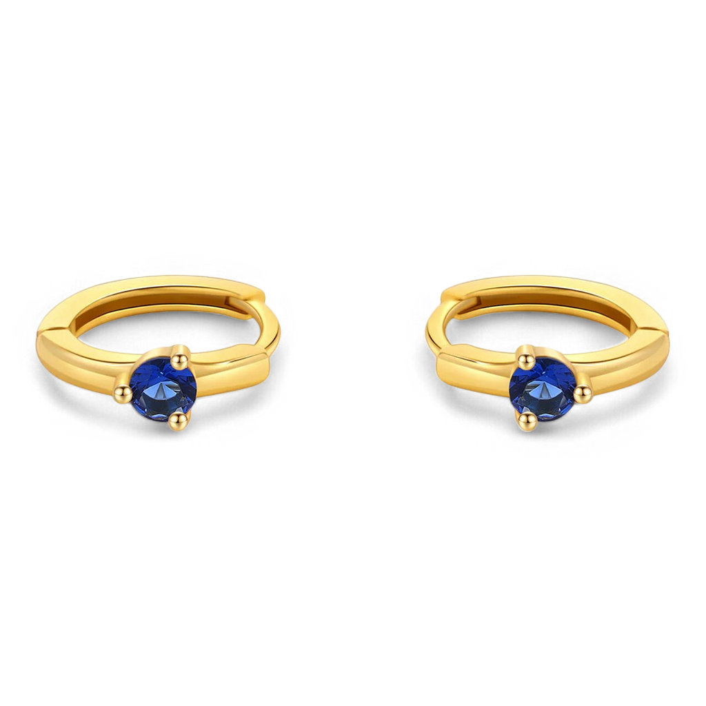 Solitaire Birthstone Huggie Hoop Earrings