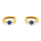 Solitaire Birthstone Huggie Hoop Earrings