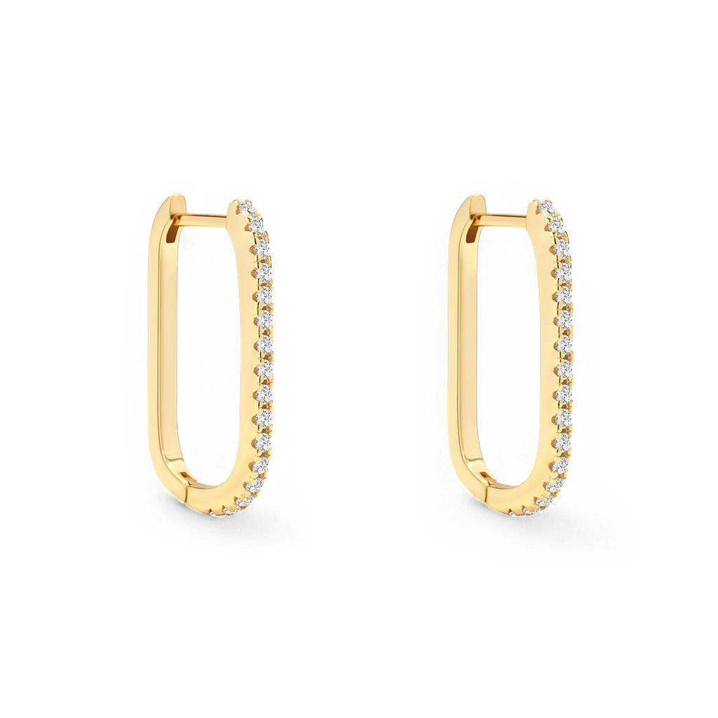 Square Pave Hoop Earrings
