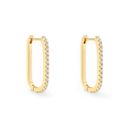 Square Pave Hoop Earrings