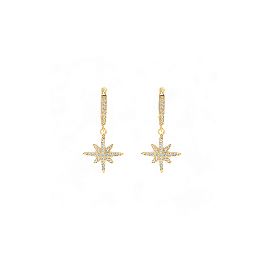 Starburst Drop Huggie Earrings