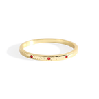 Narrow Textured Gold Birthstone Band
