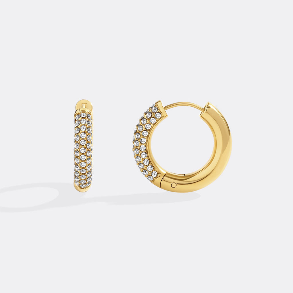 The Pavé Huggie Hoop Earrings