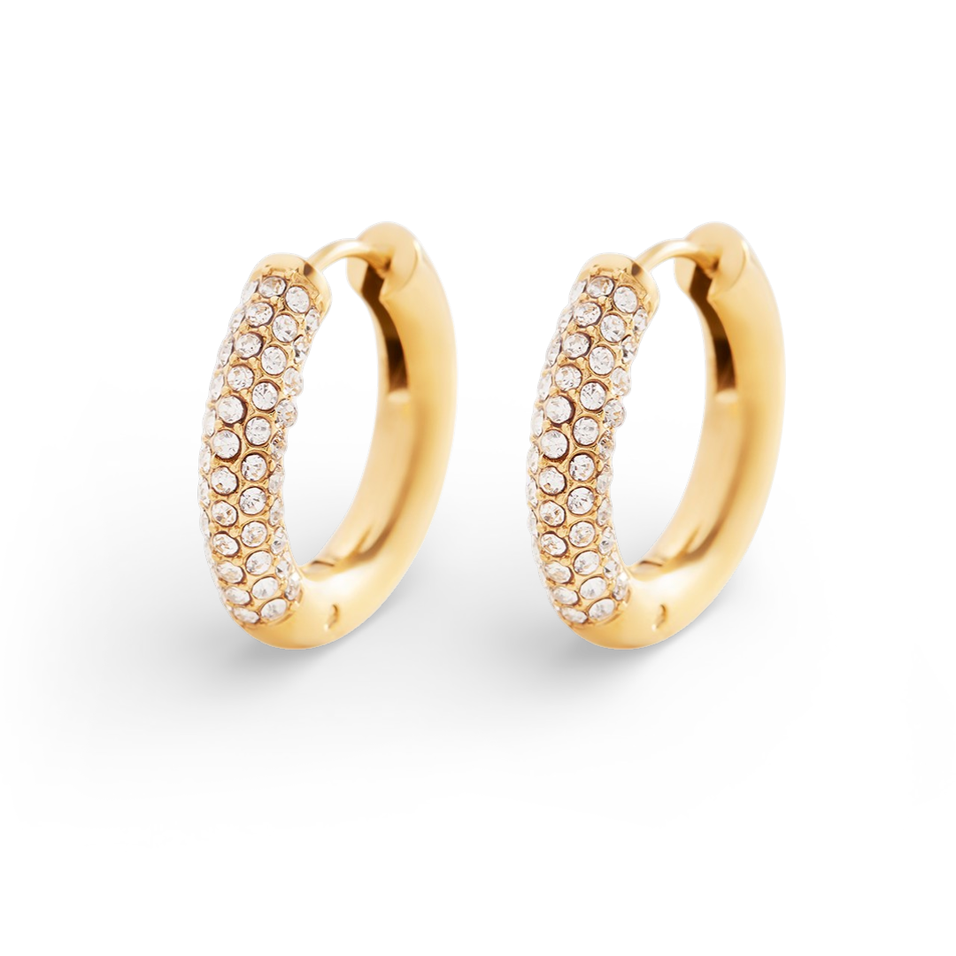 The Pavé Huggie Hoop Earrings