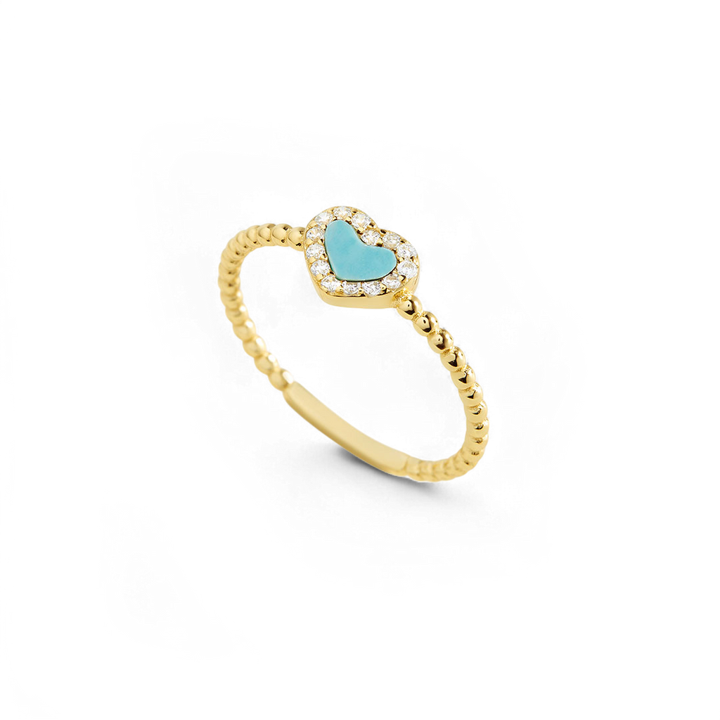 Tiny Gemstone Heart Stacking Ring