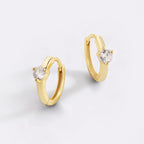 Solitaire Birthstone Huggie Hoop Earrings