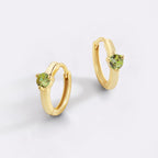 Solitaire Birthstone Huggie Hoop Earrings
