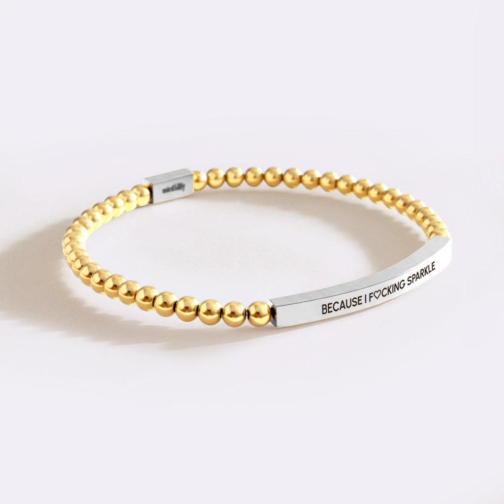 Because I F♡cking Sparkle Gold Beaded Inspire Bracelet