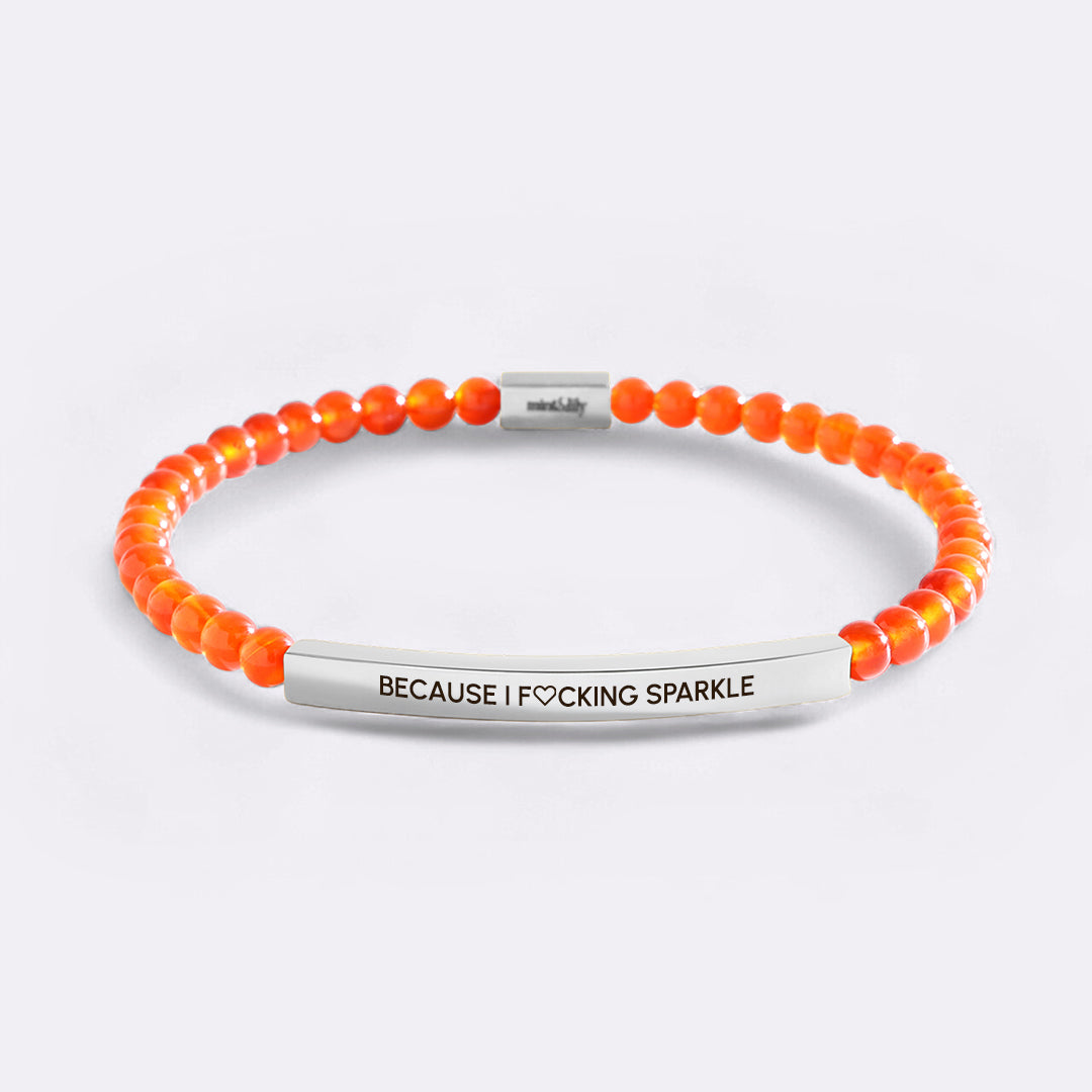 Because I F♡cking Sparkle Gold Beaded Inspire Bracelet