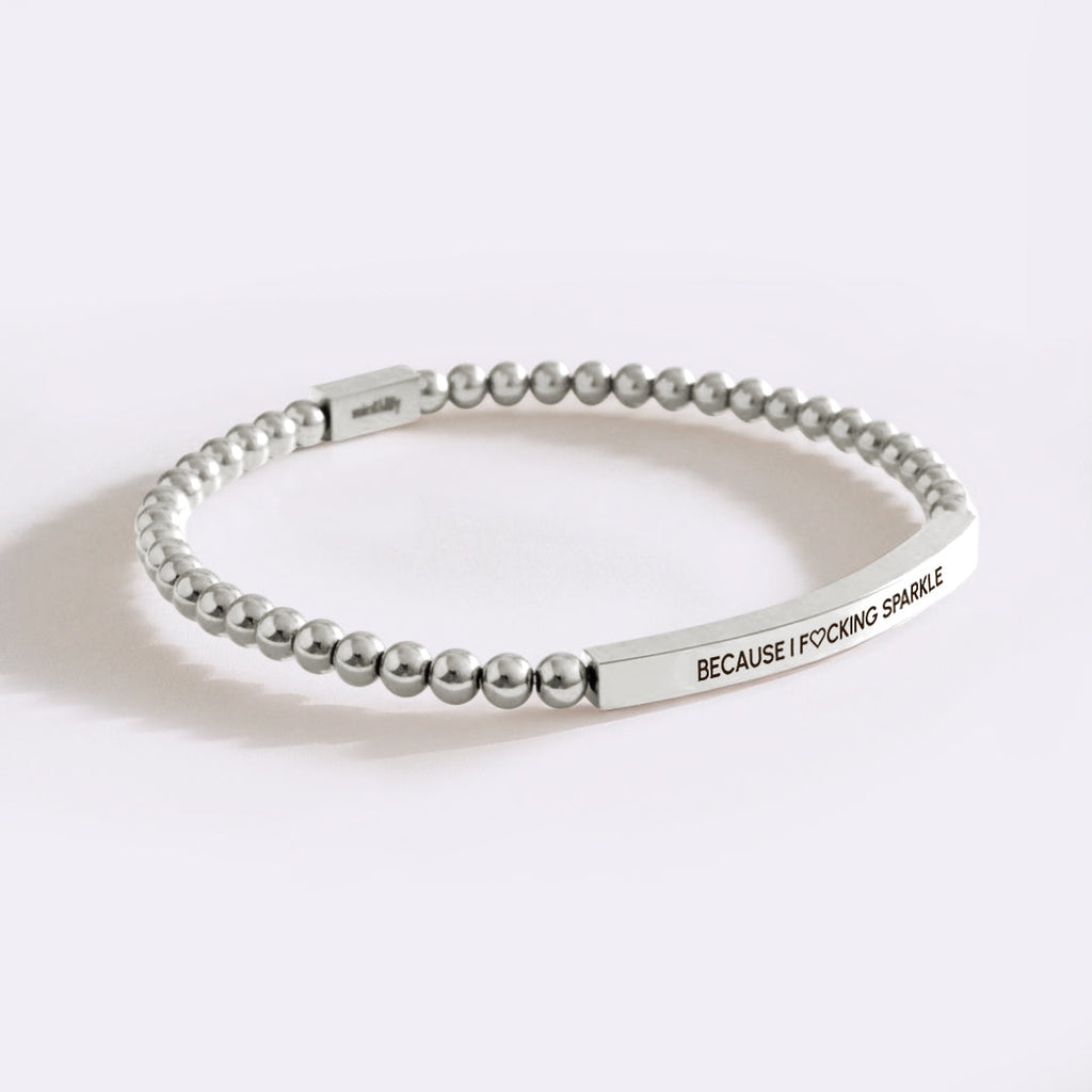 Because I F♡cking Sparkle Gold Beaded Inspire Bracelet