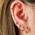 Rainbow Gemstone Huggie Hoop Earrings