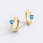 Solitaire Birthstone Huggie Hoop Earrings