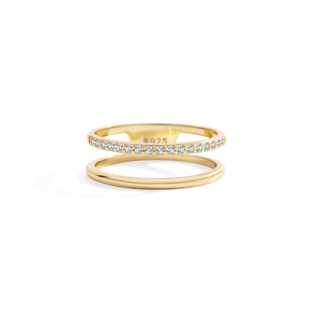 Double Band Pave Ring