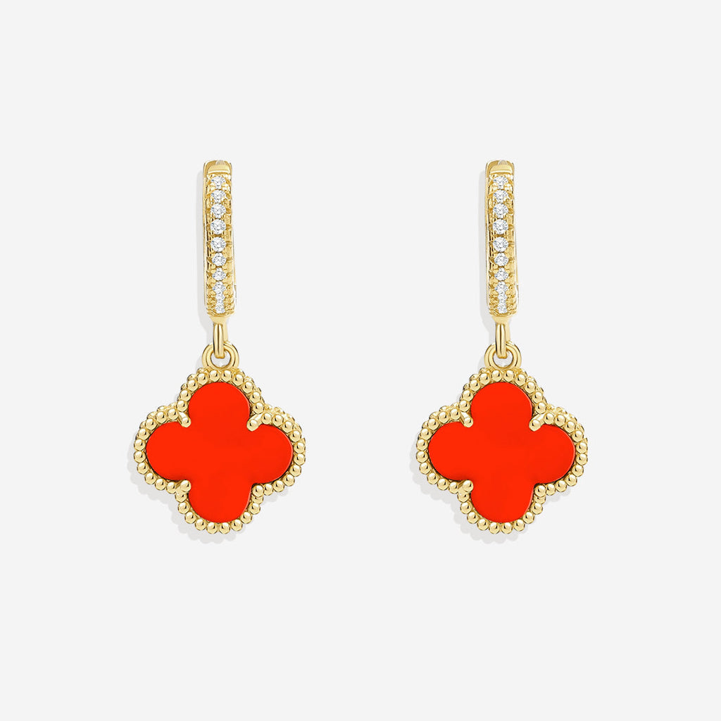 Pave Clover Drop Earrings