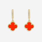 Pave Clover Drop Earrings