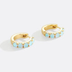 Blue Opal Huggie Earrings