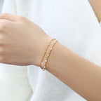 Dainty Double Chain Beaded Bracelet