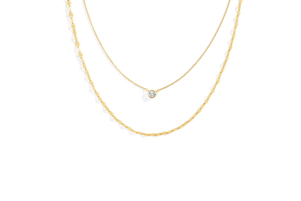 Classic Bezel Necklace and Petal Chain Set