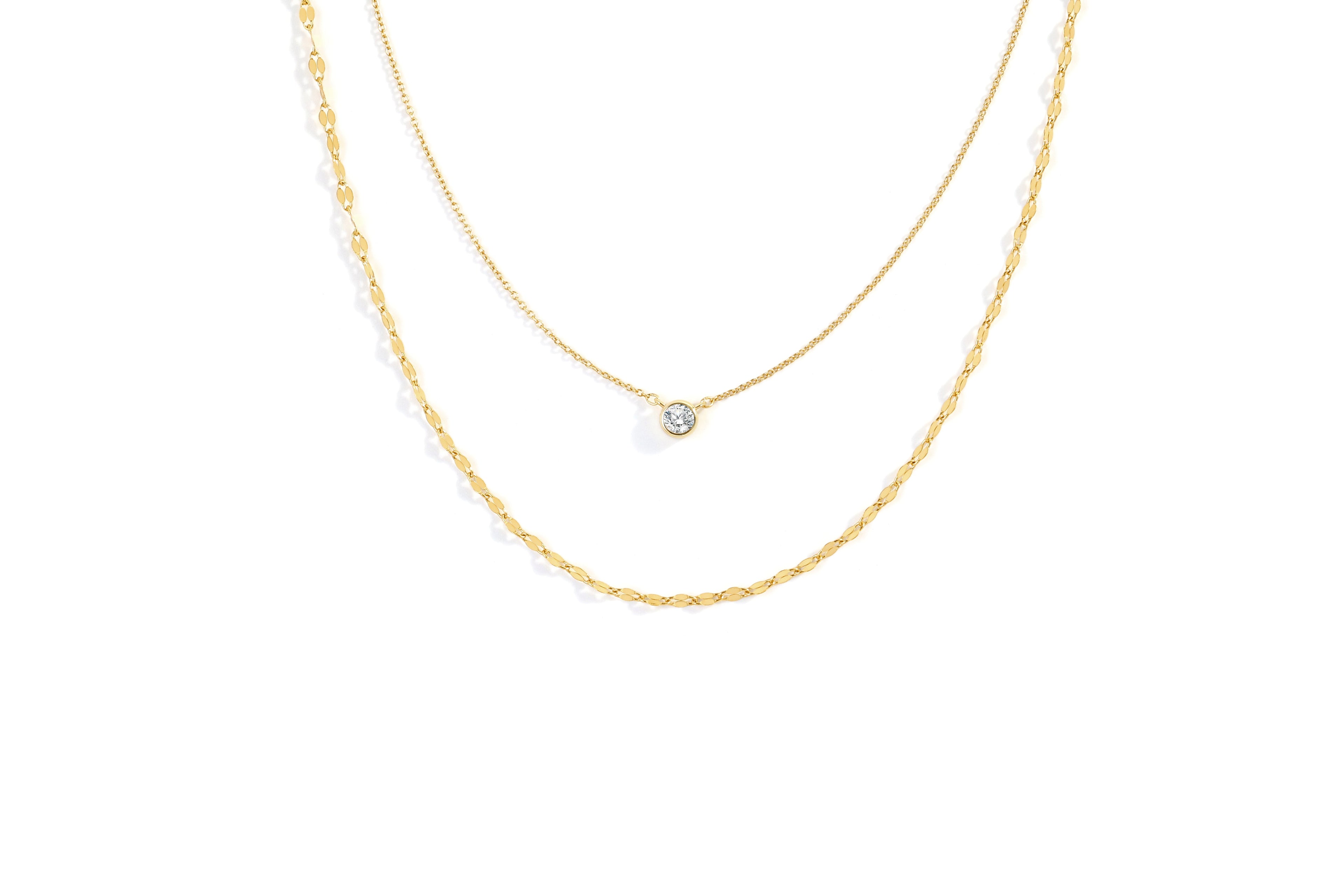 Classic Bezel Necklace and Petal Chain Set