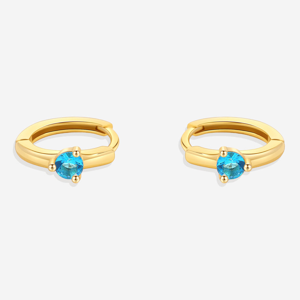 Solitaire Birthstone Huggie Hoop Earrings