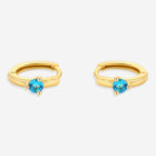 Solitaire Birthstone Huggie Hoop Earrings