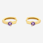 Solitaire Birthstone Huggie Hoop Earrings