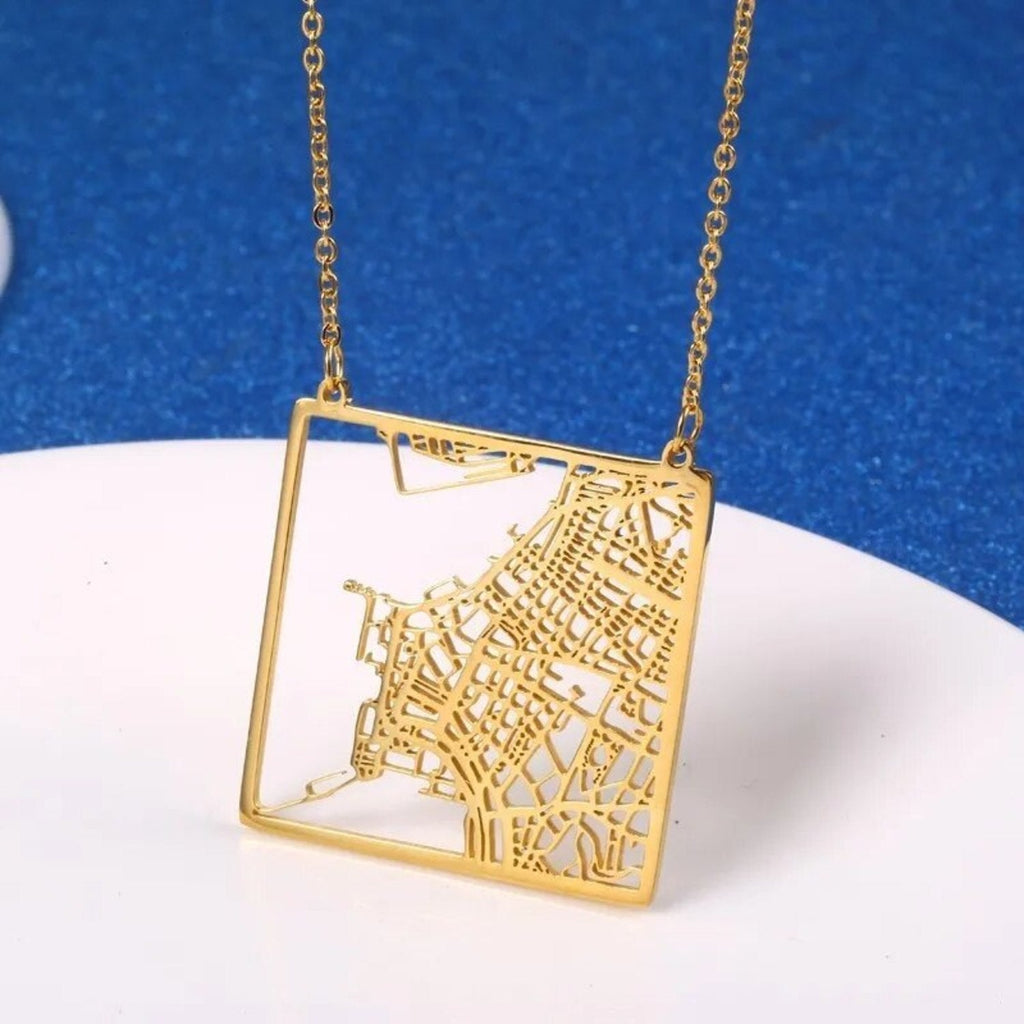 Custom Map Pendant Necklace