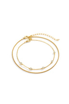 Bezel Set Diamond Bracelet and Box Chain Bracelet Stacking Set