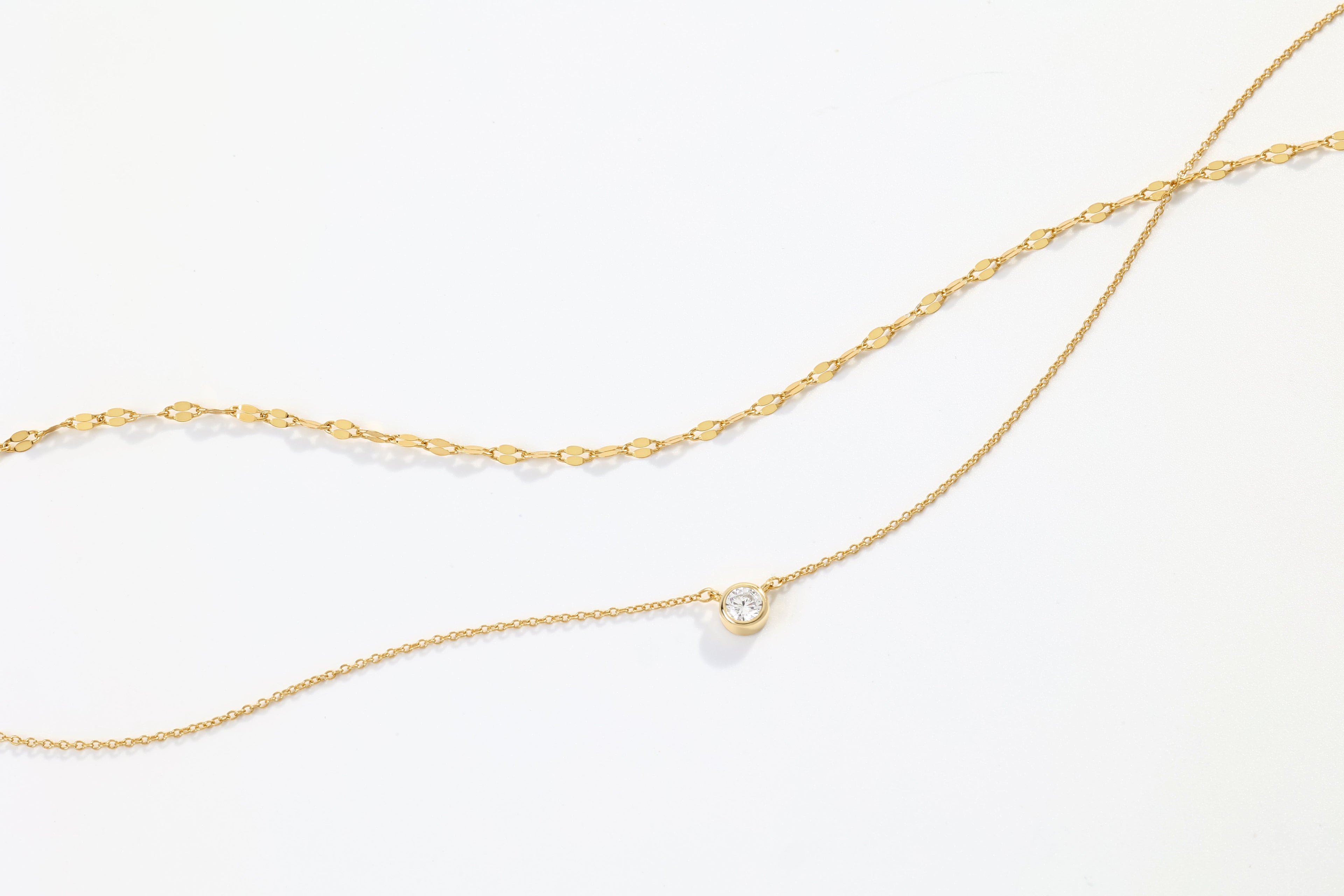 Classic Bezel Necklace and Petal Chain Set