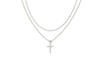 Dainty Cable Necklace with Pave Cross Chain Necklace Stacking Set